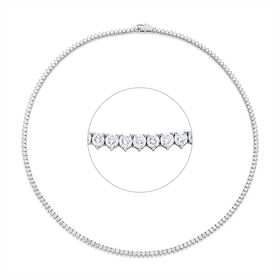 Tenniscollier  18kt Weißgold mit 10,08ct Diamanten