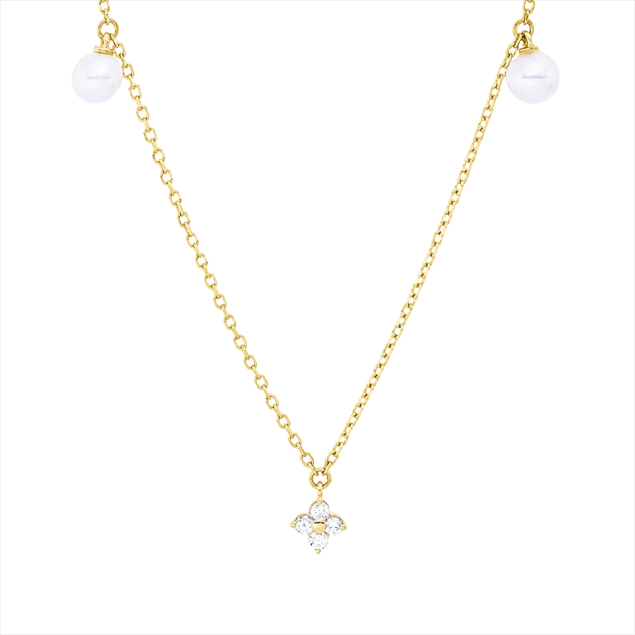 Collier  18kt Gelbgold mit ZÖ 43 cm + 40,6 cm mit 0,10ct Diamanten