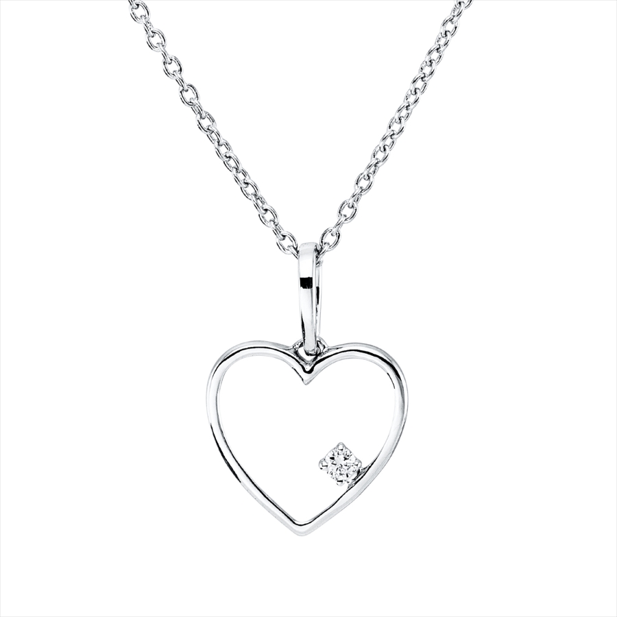 Collier 4er-Krappe 18 kt WG Herz, mit ZÖ 40 cm, 42,5cm