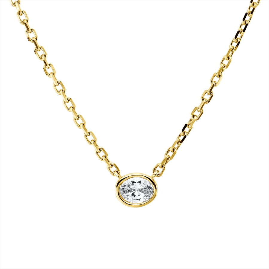 Solitaire Collier Zarge 14kt Gelbgold mit ZÖ 40,6 cm mit 0,21ct Diamanten