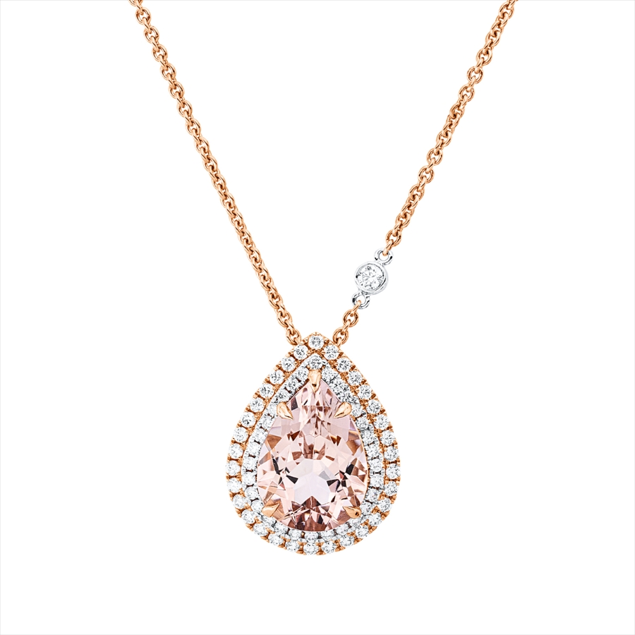 Collier 5er-Krappe 18 kt RG+WG, mit ZÖ 40,6 cm + 43,2 cm