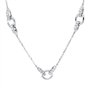 Collier 18 kt WG, mit ZÖ 41+42,5+43,5 cm