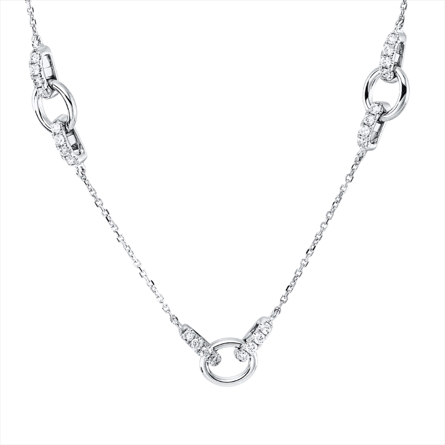 Collier 18 kt WG, mit ZÖ 41+42,5+43,5 cm