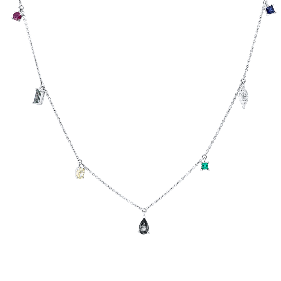 Collier 18 kt WG, mit ZÖ 38 + 40,6 cm