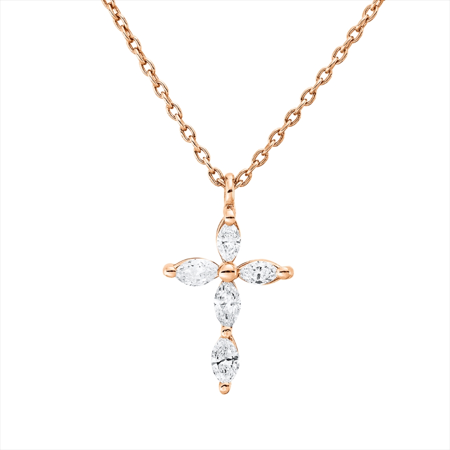 Collier 18 kt RG Kreuz, mit Öse