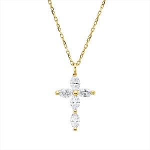 Collier 18 kt GG Kreuz, mit Öse