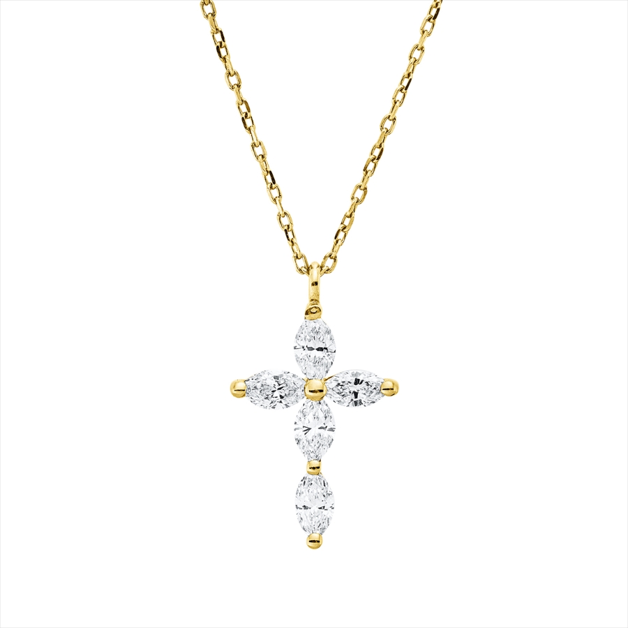 Collier 18 kt GG Kreuz, mit Öse