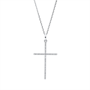 Collier 18 kt WG Kreuz, mit Öse