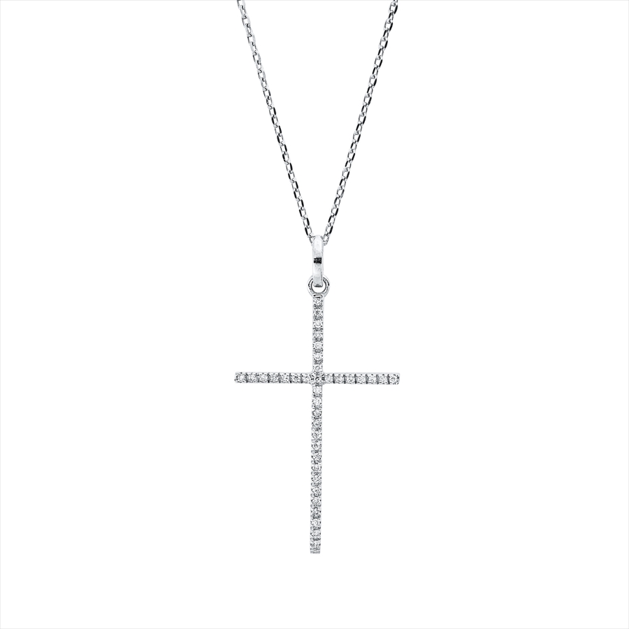 Collier 18 kt WG Kreuz, mit Öse