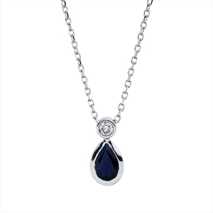 Collier Zarge 18 kt WG Tropfen, mit ZÖ 40 cm + 42 cm