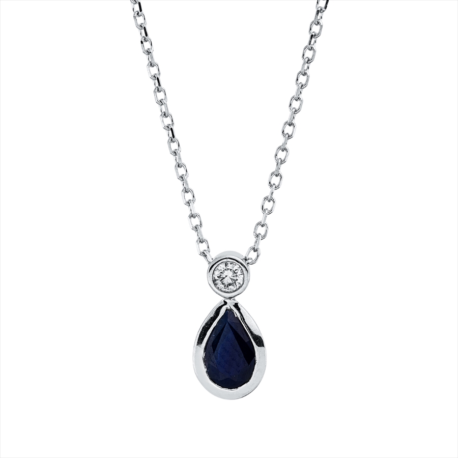 Collier Zarge 18 kt WG Tropfen, mit ZÖ 40 cm + 42 cm