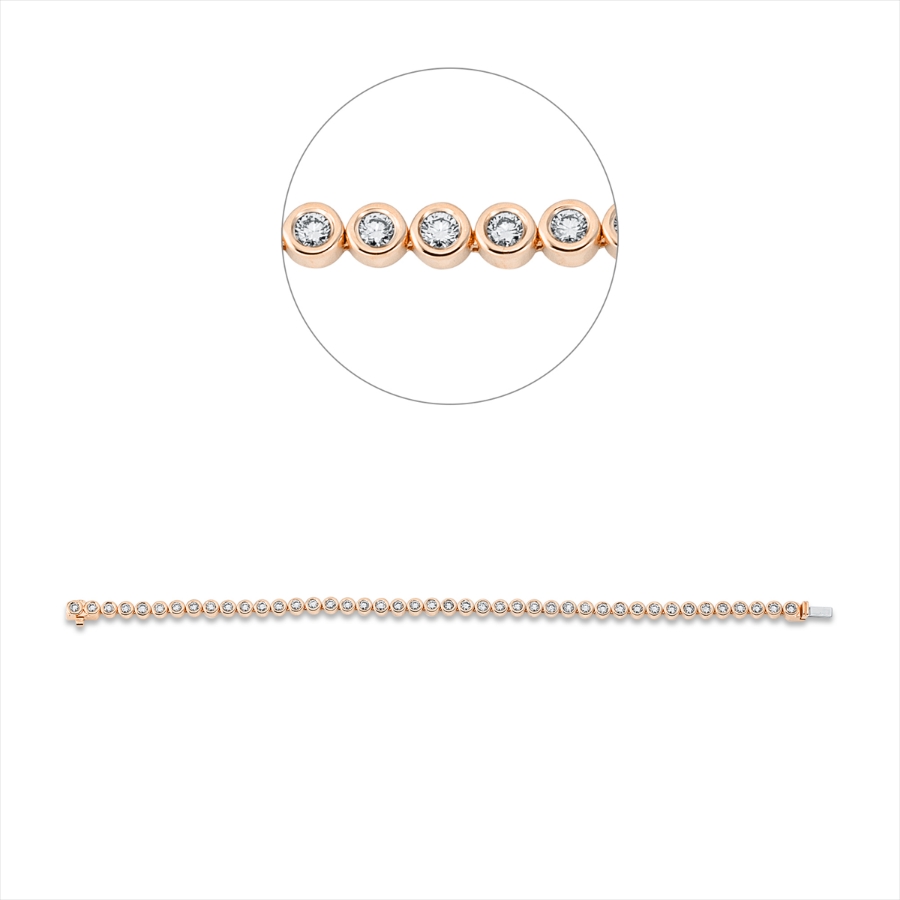Tennisarmband Zarge 18kt Rotgold / Weißgold with American Lock mit 2,50ct Diamanten