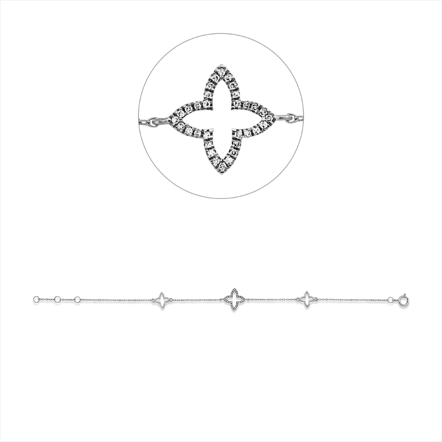 Armband 18 kt WG, mit ZÖ 16 cm + 17 cm