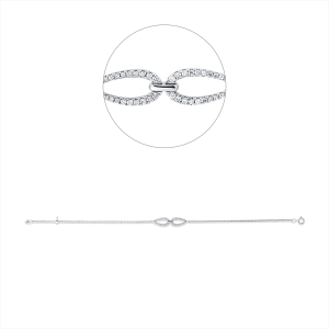 Armband 18 kt WG, adjustable chain with silicon