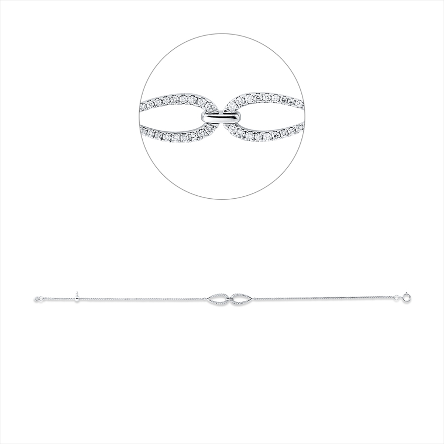 Armband 18 kt WG, adjustable chain with silicon